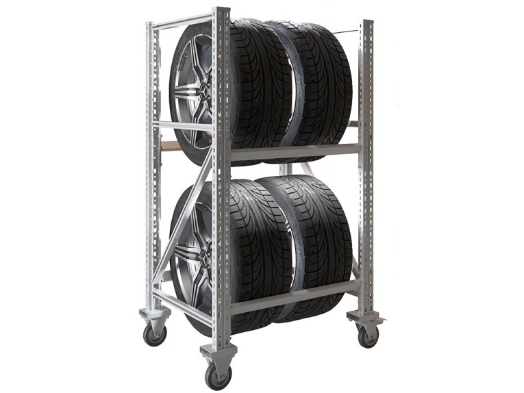 Стеллаж MS PRO 1350/781X606 передвижной для хранения до 4 шин купить в Котласе