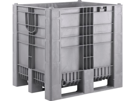 BoxPallet 1200х1000х1140 сплошной, на 3-х полозьях серый купить в Котласе