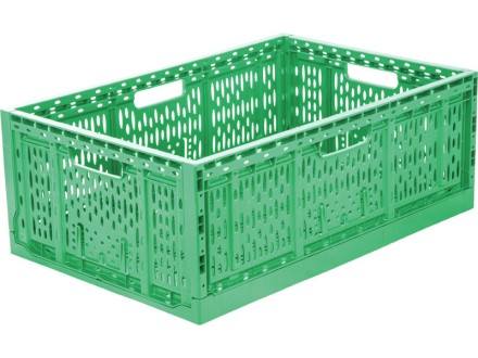 Ящик складной 600х400х220 перфорированный зеленый купить в Котласе