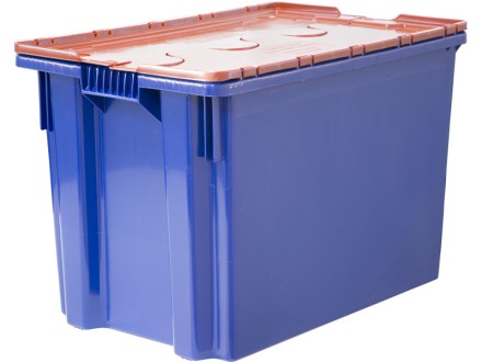 Ящик 600х400х400 Safe PRO сплошной, цв. синий с оранжевой крышкой купить в Котласе