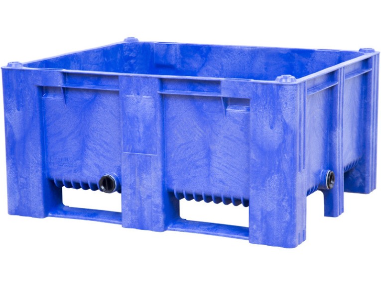 BoxPallet 1200х1000х580 мм сплошной на 2-х полозьях синий с 2 СП2 купить в Котласе
