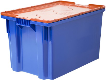 Ящик 600х400х350 сплошной, Safe PRO цв. синий с оранжевой крышкой купить в Котласе