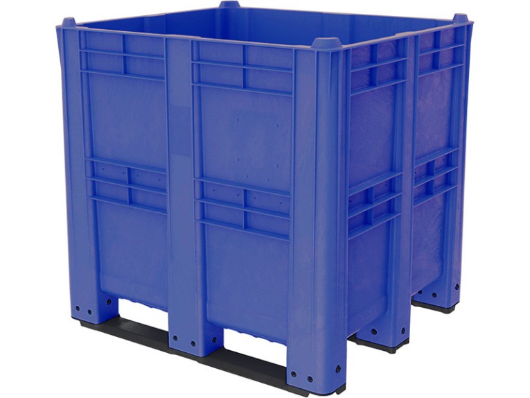 BoxPallet 1300х1150х1250 сплошной, на 3 полозьях синий купить в Котласе