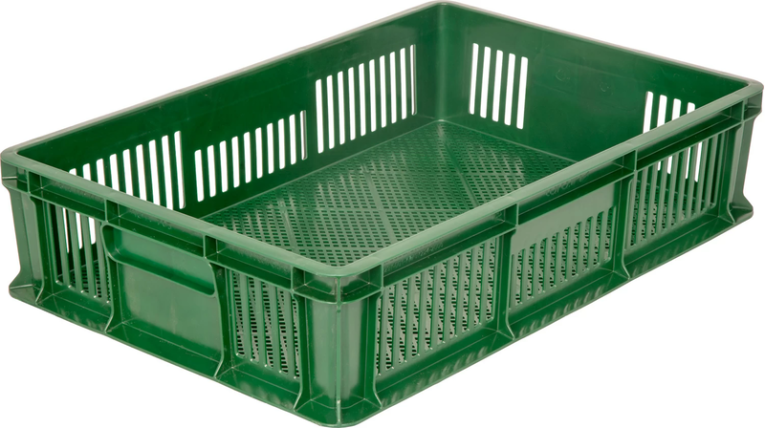 Ящик 600х400х140 мм перфорированный без ручек зелёный купить в Котласе Ящик 600х400х140 мм перфорированный без ручек зелёный купить в Котласе