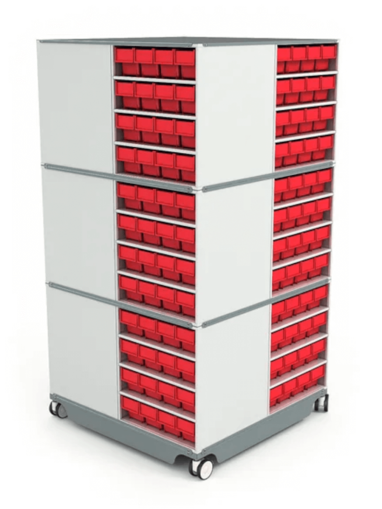 КП-02 Кассетница поворотная с красными ящиками купить в Котласе