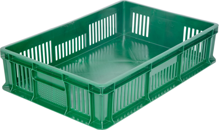 Ящик 600х400х140 мм дно сплош.стенки перф.без ручек зеленый купить в Котласе