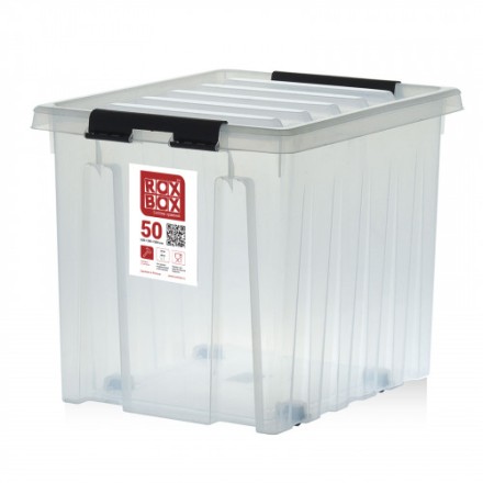 Контейнер Rox Box Original 50 (500х390х390 мм с крышкой и клипсами, на роликах, прозрачный) купить в Котласе