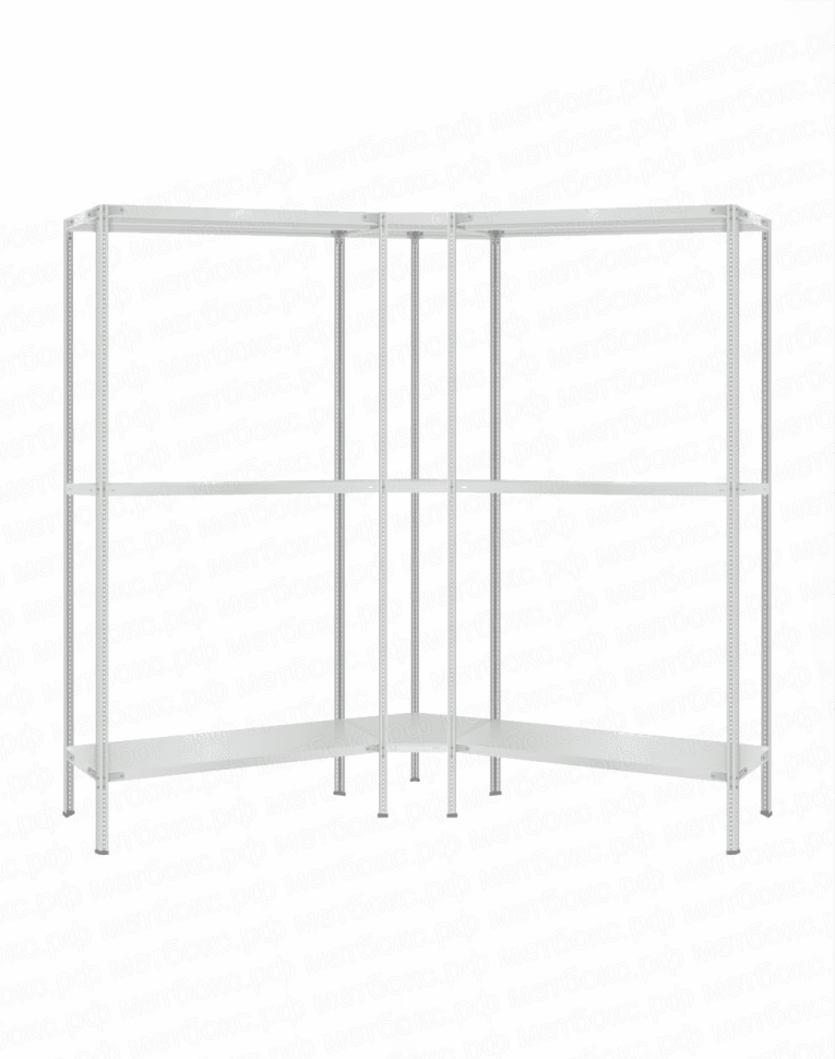 Стеллаж угловой 2000х1500х1500 (3 яруса глубиной 300мм) купить в Котласе
