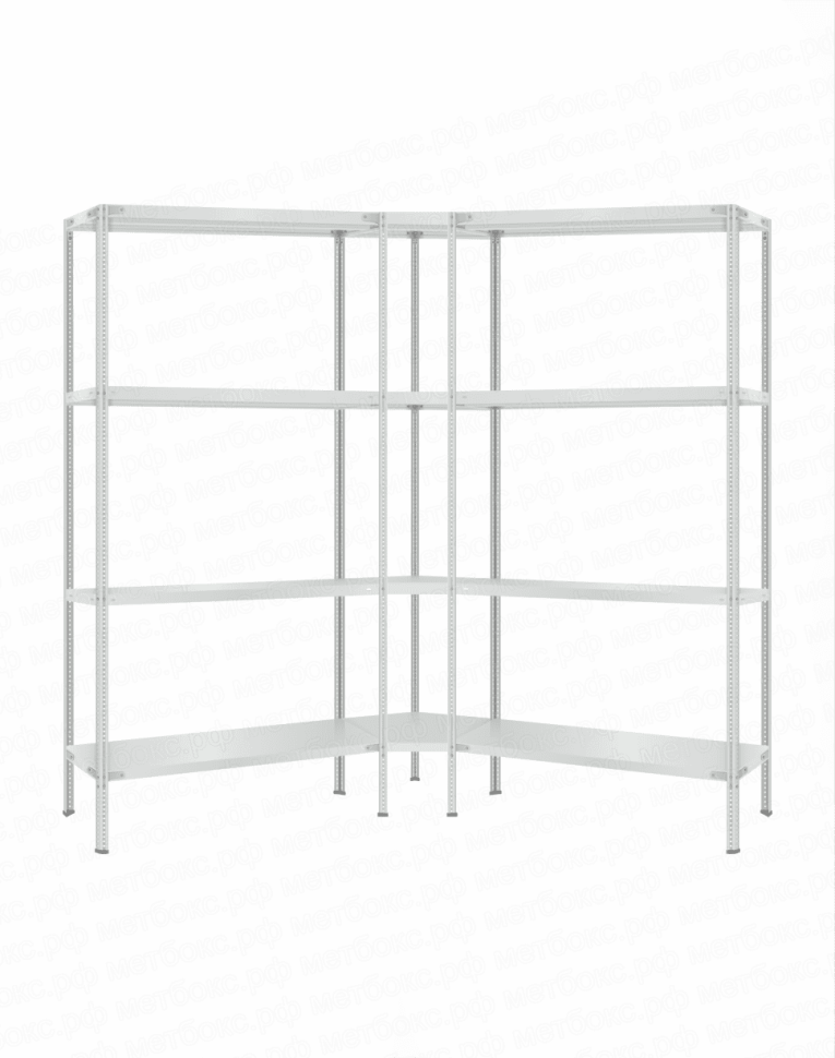 Стеллаж угловой 2000х1500х1500 (4 яруса глубиной 300мм) купить в Котласе