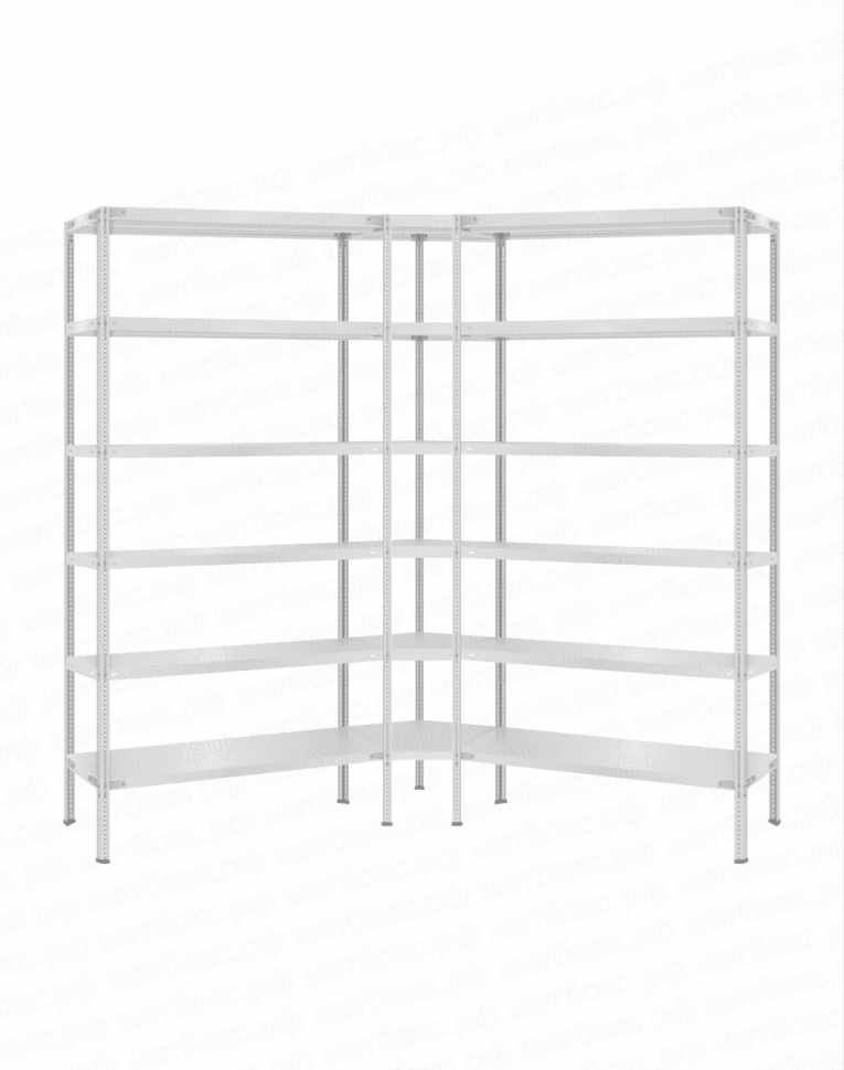 Стеллаж угловой 2000х1600х1600 (6 ярусов глубиной 400мм) купить в Котласе