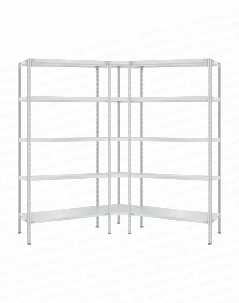 Стеллаж угловой 2000х1800х1800 (5 ярусов глубиной 600мм) купить в Котласе