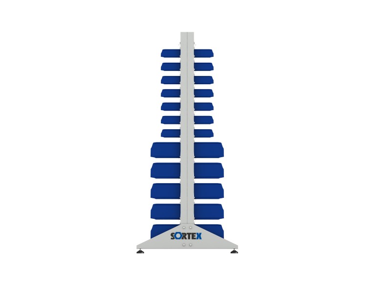 Стеллаж для пластиковых лотков SORTEX двухсторонний 1800x1000x800.04 купить в Котласе Стеллаж для пластиковых лотков SORTEX двухсторонний 1800x1000x800.04 купить в Котласе