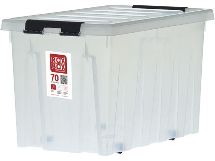 Контейнер Rox Box Original 70 (580х390х350 мм с крышкой и клипсами, на роликах, прозрачный) купить в Котласе