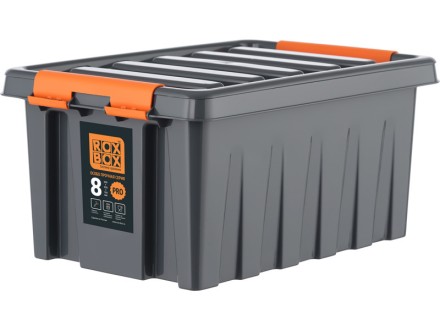 Контейнер особопрочный Rox Box PRO 8 (335х220х160 мм с крышкой и клипсами, антрацит) купить в Котласе