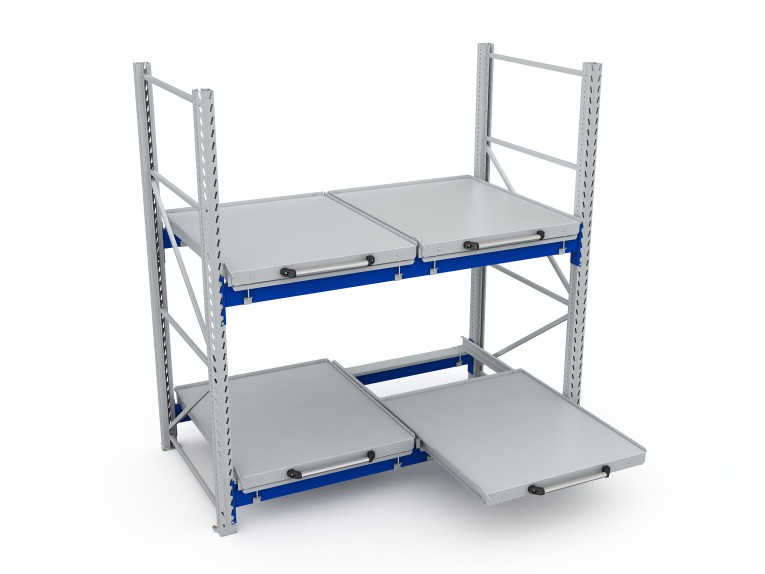 Стеллаж с выкатными платформами S-HEAVY 500 (2 яруса хранения) купить в Котласе